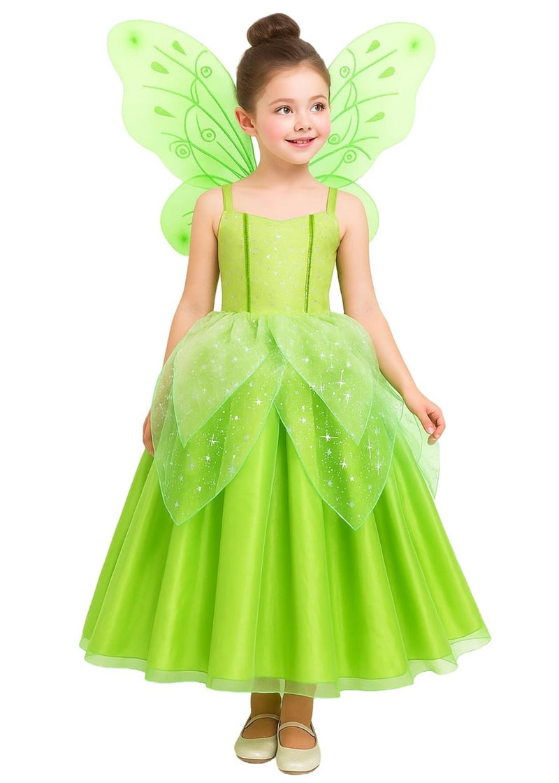 CQDY Girls Tinkerbell Costume Dress Up Fancy Fairy Princess Halloween Party Dress With Butterfly Wings - Image 3